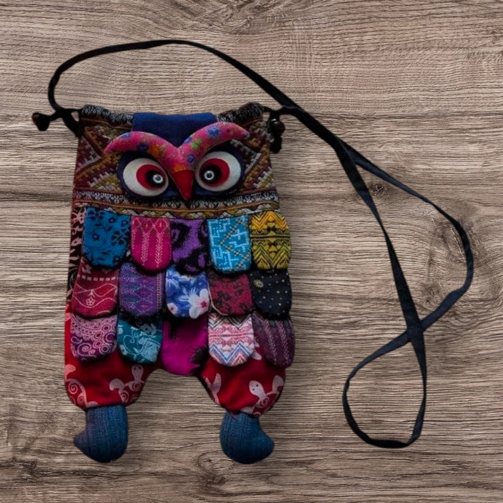 Folksy Owl &Skull Crossbody Bag